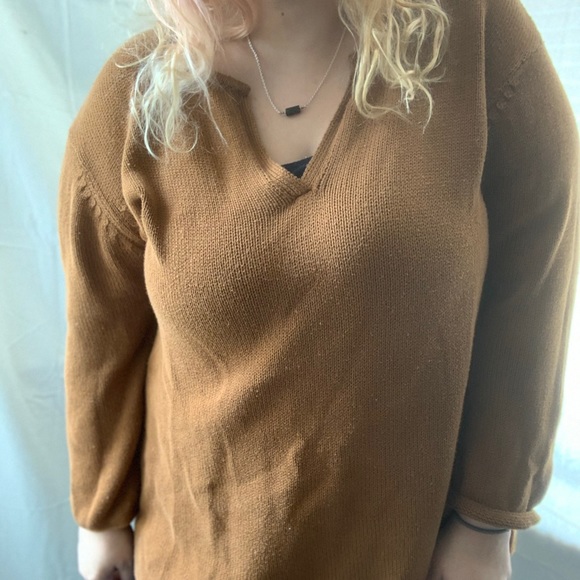 Vintage Brown V-neck Pullover Sweater SZ XL - Picture 7 of 12